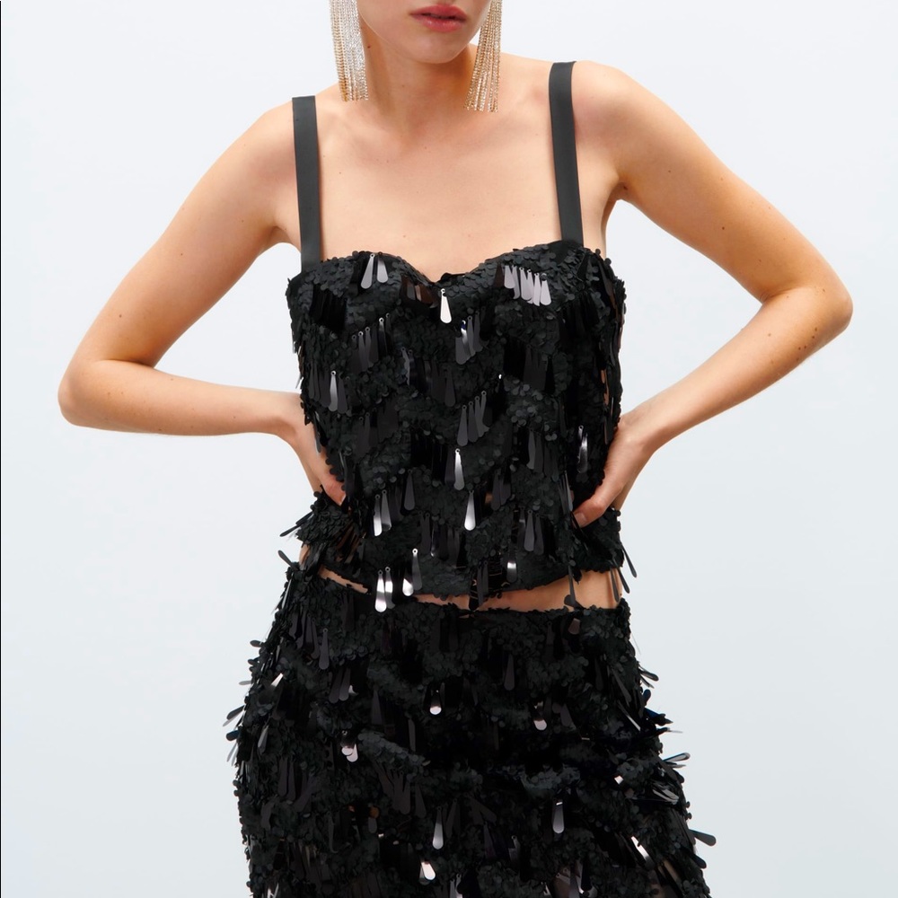 Sexy Zara black sequin camisole